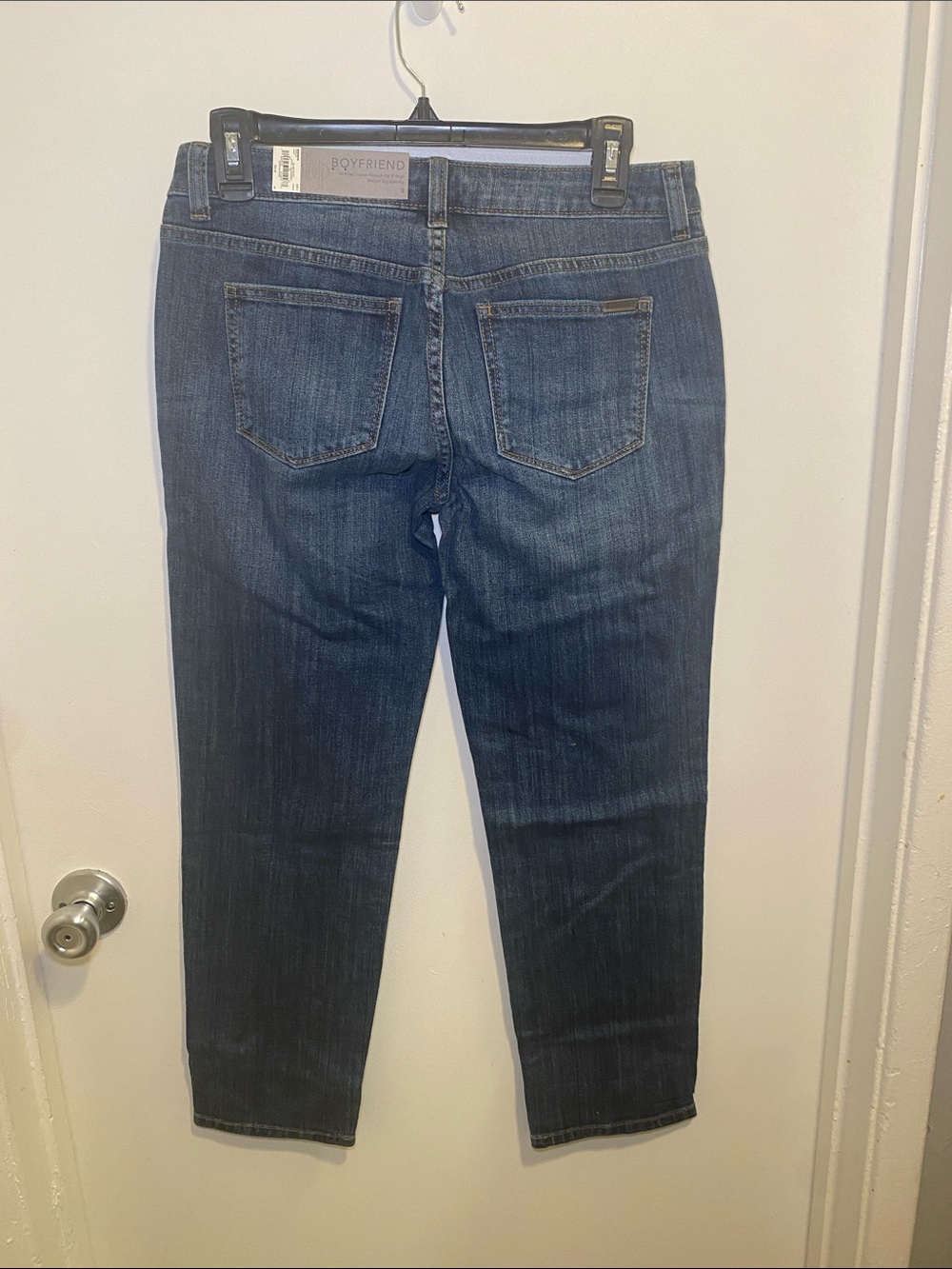 Jennifer Lopez Dark Blue Boyfriend Jeans with Faded Whiskering - Picture 3 of 4